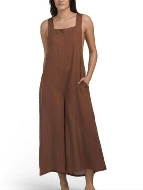 Haute Hippie Brown Wide-Leg Square-Neck Jumpsuit